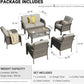 HOOOWOOO Patio Furniture Set,6 Pieces Outdoor Conversation Set,All Weather Wicker Loveseat Sofa Set with High Back Chairs Table,Dark Gray