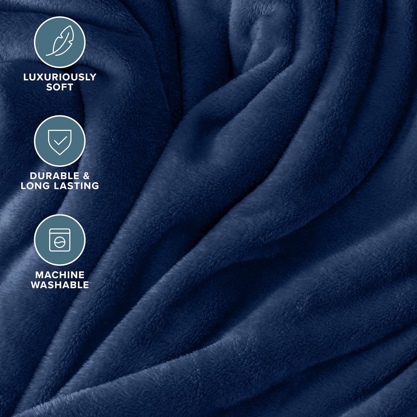 Bare Home Fleece Blanket - Throw/Travel - Ultra-Soft Lightweight for Bed, Sofa, and Couch - Luxury Microplush - Cozy Warm Blanket (Throw/Travel, Dark Blue)