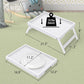 Artmeer Bed Tray Table with Folding Legs,Bamboo Breakfast in Bed for TV Table, Laptop Computer Tray,Eating,Snack Tray (White) Large Size