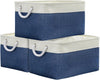 TheWarmHome Organization and Storage Basket for Organizing - X Large 3 Pack 17.7L×13.8W×9.8H in Collapsible Storage Bin for Shelves, Basket for Gifts Empty Toys Organizer Gift (White & Jean Blus)