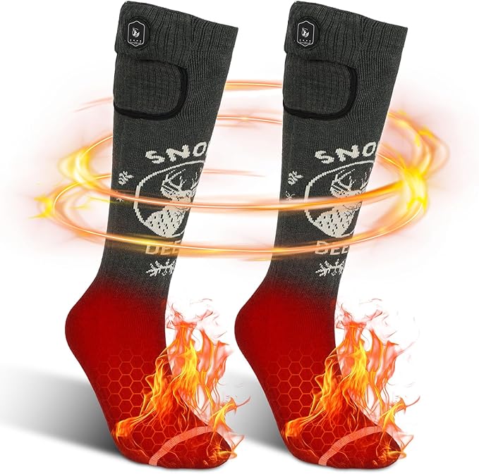 SNOW DEER Heated Socks Fast Charging,7.4V 3000mAh Electric Socks Foot Warmer,Hunting Outdoor Riding Camping Hiking Motorcycle Skiing Warm Winter Socks