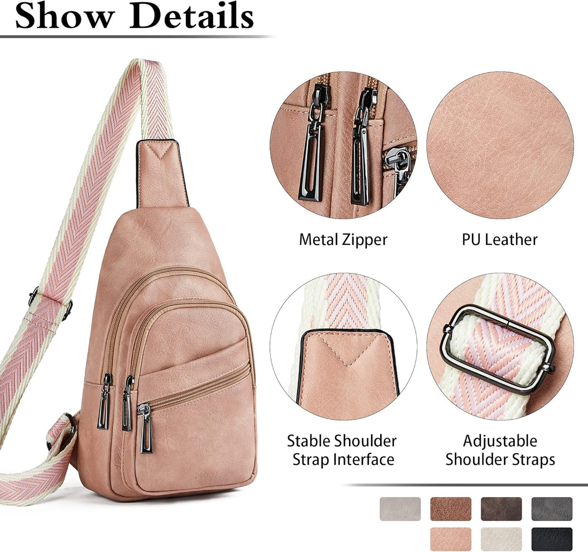 Sling Bag Crossbody Bags for Women Small Cross Body Bag Fanny Packs Chest Sling Purse for Daily Travel Leisure Sport