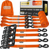 AUGO Heavy Duty Ratchet Straps & Soft Loops – Pack of 4 Extra Strong 1.5” by 15’ Ratchet Straps w/S-Hook Safety Latches & 4 Soft Loop Tie Downs – 4400Lb Break Strength for Motorcycles, ATVs, Etc.