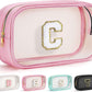 YOOLIFE Birthday Gifts for Her | Travel Clear Makeup Bag Toiletry Bag, Make up Bag Waterproof Toiletry Bags for Women Cosmetic Bag Preppy Stuff Personalized Girlfriend Wife Gifts Letter C
