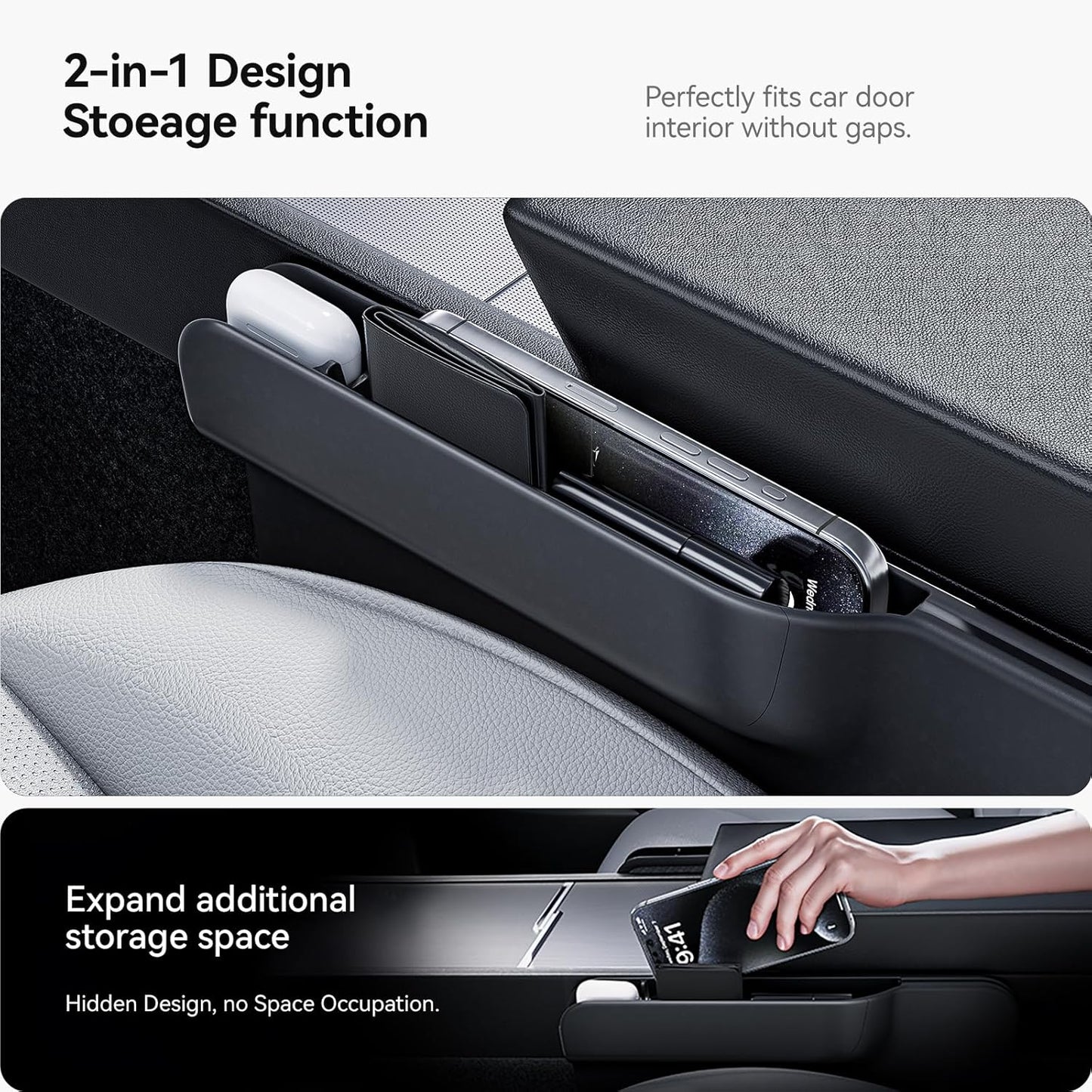 YONZEE 2-in-1 Car Steering Wheel Desk Tray & Car Seat Gap Filler Organizer – Foldable Carbon Fiber Look Table for Laptop, Eating Food, Writing – Universal Fit for Most Vehicles
