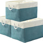 TheWarmHome Storage Bin for Shelves - Extra Jumbo 3 Pack 20.5L×15.7W×13.8H Storage Basket for Organizing, Fabrin Storage cubes with Drawstring Cover for Living Room Bedroom Decor Closet（White & Green