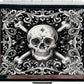 Cute and Stylish Metal Pill Box - Compact Portable Pill Organizer with 8 Compartments, Food-Grade Divider, Ideal for Travel, Vitamins, Jewelry, Cosmetics (Crossbones Starlight)