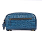 10" Premium Leather Toiletry Travel Pouch With Waterproof Lining | King-Size Handcrafted Vintage Dopp - Kit ~ Gift for Father's Day By Aaron Leather Goods (Egyptian Blue) - Roamly