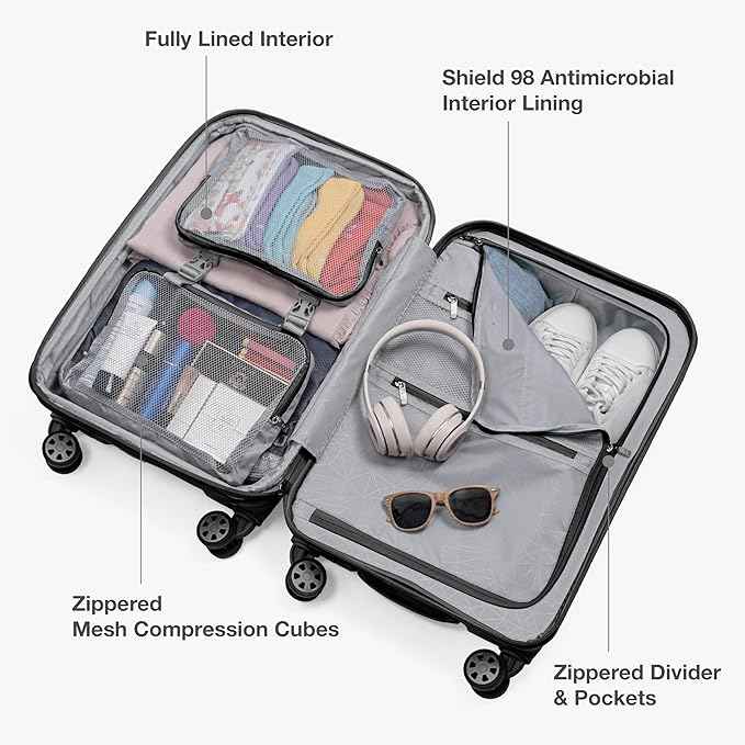 Traveler's Choice Pagosa Hardshell Expandable Luggage with Spinner Wheels, Black, 26-Inch Medium