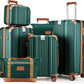 Luggage Set 6 Piece with Cup Holder,Hardshell TSA Lock Spinner Wheels Carry on Lightweight Suitcase，Hook and YKK Zippers for Valentine Gifts(Dark Green, 6 piece sets（14/20/24/28/DB/TB）)