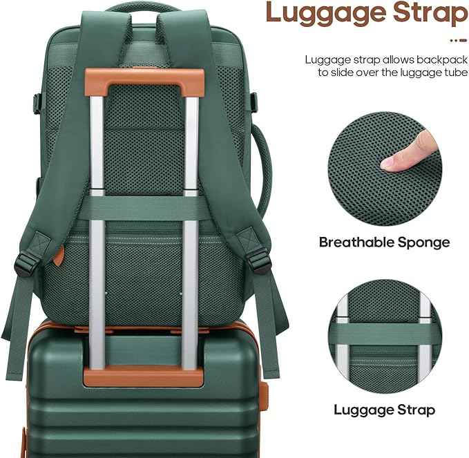 UKEIN Luggage Sets 3 Piece, PC Hardside Large Luggage 24 Inch With Spinner Wheels with TSA Lock, Carry On Suitcase Set With Travel Backpack for Men (Green, 3 piece set (24inch))
