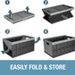 CleverMade Collapsible Storage Bins - Ocean 3 Pack 62L / 16 Gal holds 75 lbs - Stackable Containers Heavy Duty Capacity Crates Space-Saving