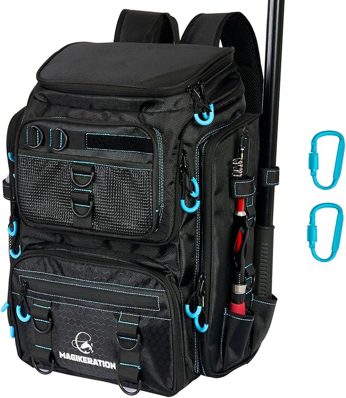 Fishing Backpack with Rod Holders,900D Oxford Water-Resistant Fishing Gear,42L Large Storage Tackle Bag for Men