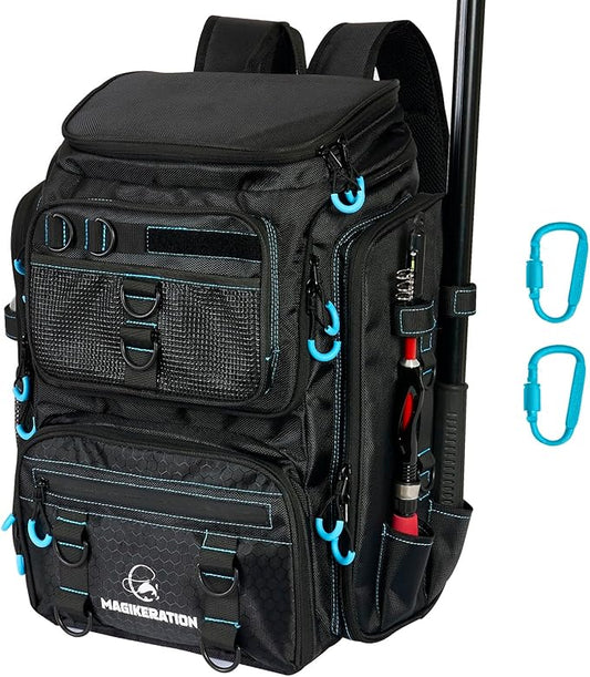 Fishing Backpack with Rod Holders,900D Oxford Water-Resistant Fishing Gear,42L Large Storage Tackle Bag for Men