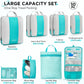 10 Set Compression Packing Cubes for Travel Essentials,Compressible Expandable Packing Cubes for Suitcase,OlarHike Luggage Organizer Bags for Travel,Handy Helper for Organizing Clothes(Blue Green) - Roamly