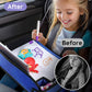 Kids Travel Tray, Kids Travel Trays for Car Seat, Road Trip Essentials for Toddler, Carseat Lap Tray with Dry Erase Board & Storage Organizer for Road Trip Activities for Kid, Blue