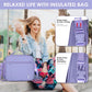 NOL Kids Lunch Bag -Kids 3+ Reusable Insulated Lunch Box with Zipper Closure Buckle Handle Adjustable Long Shoulder Strap, Easy-Clean Waterproof Fabric, Children Lunch Tote Bag for School-Light purple