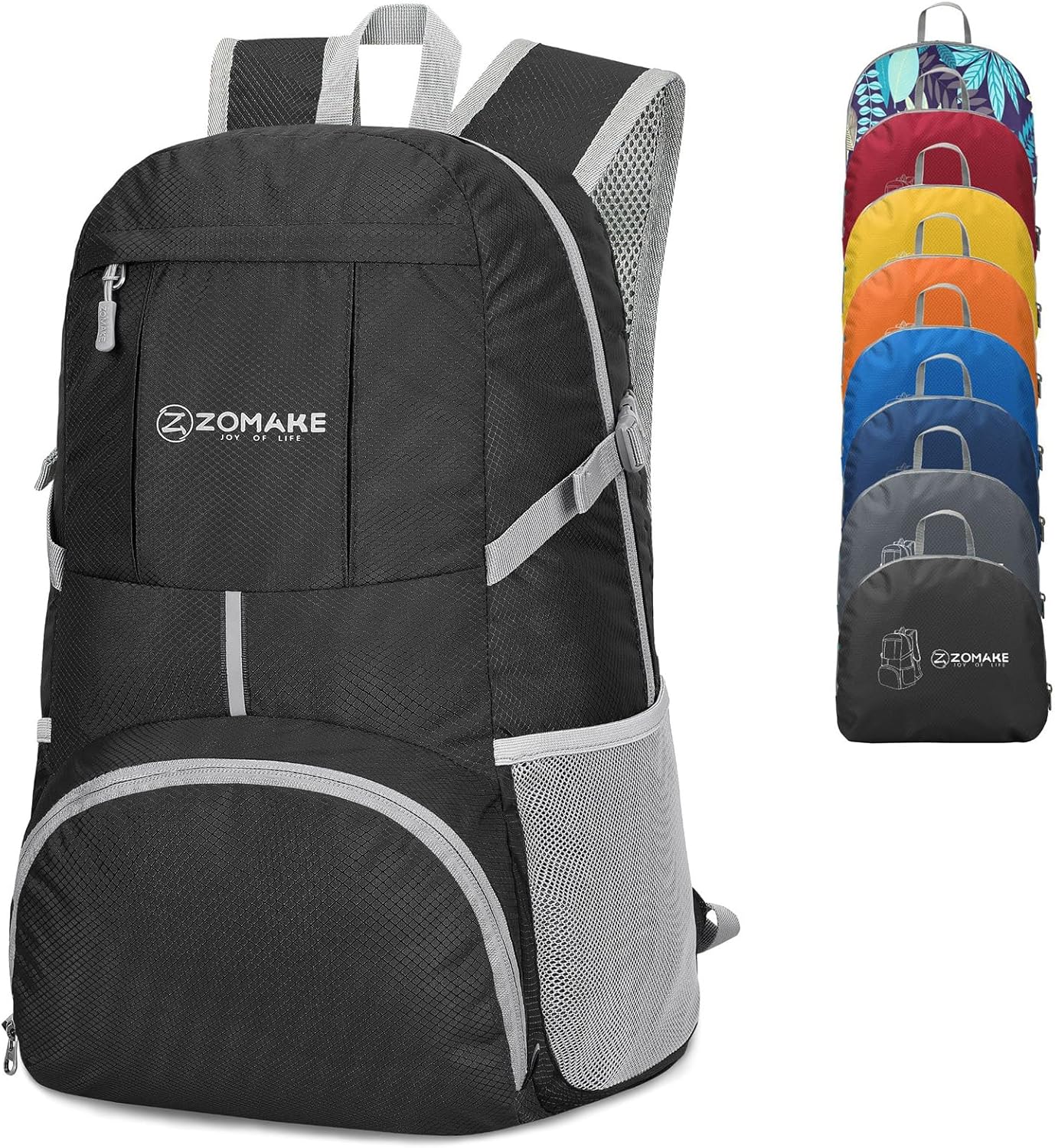 ZOMAKE Lightweight Packable Backpack 35L, Light Foldable Backpacks Water Resistant Collapsible Hiking Bag, Compact Folding Day Pack for Travel Camping(Black) - Roamly