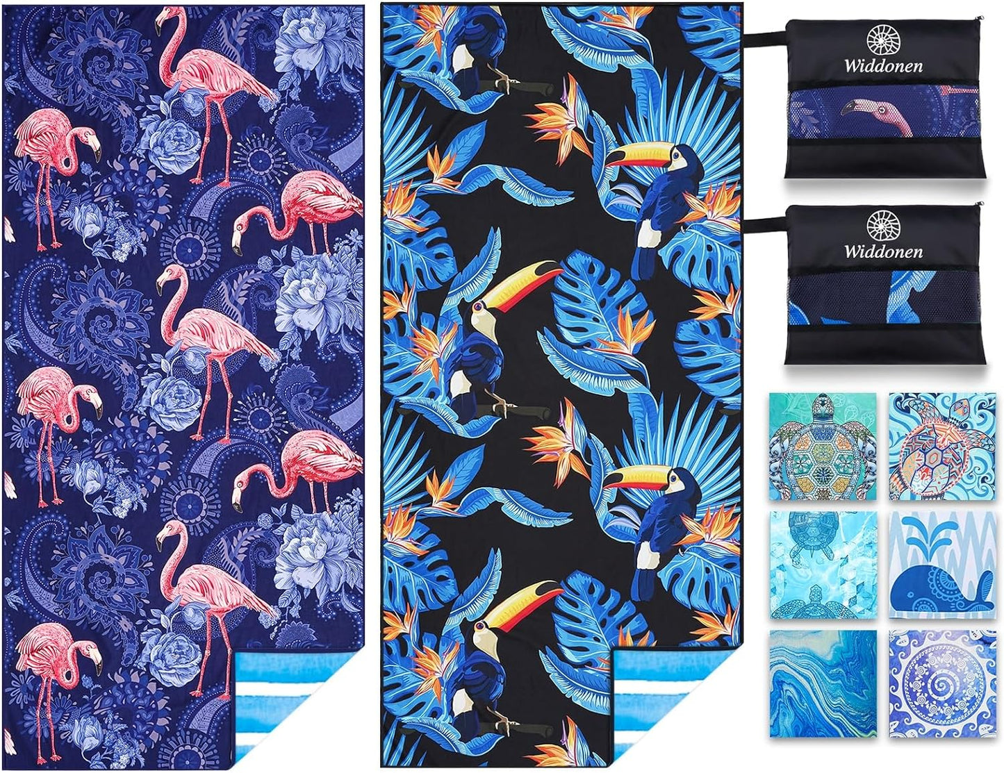 2 Pack Microfiber Lightweight Beach Towel Sand Free Quick Dry Absorbent Thin Compact Towels for Swimming Pool Camping Beach Accessories Large Easy Pack Travel Things for Vacation Essentials Gift