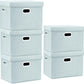 TYEERS Large Storage Bins with Lids, Collapsible, Washable, Fabric Storage Boxes for Organizing, 17.3x11.8x11.4 inches, 5 Pack, Aqua Spring
