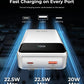 Portable-Charger-Power-Bank Travel Essentials Battery Pack USB C 30000mAh Built in Cable 22.5W Phone Fast Charging Powerbank Compatible with iPhone 16 15 14 13 12 11 iPad Samsung Google (White)