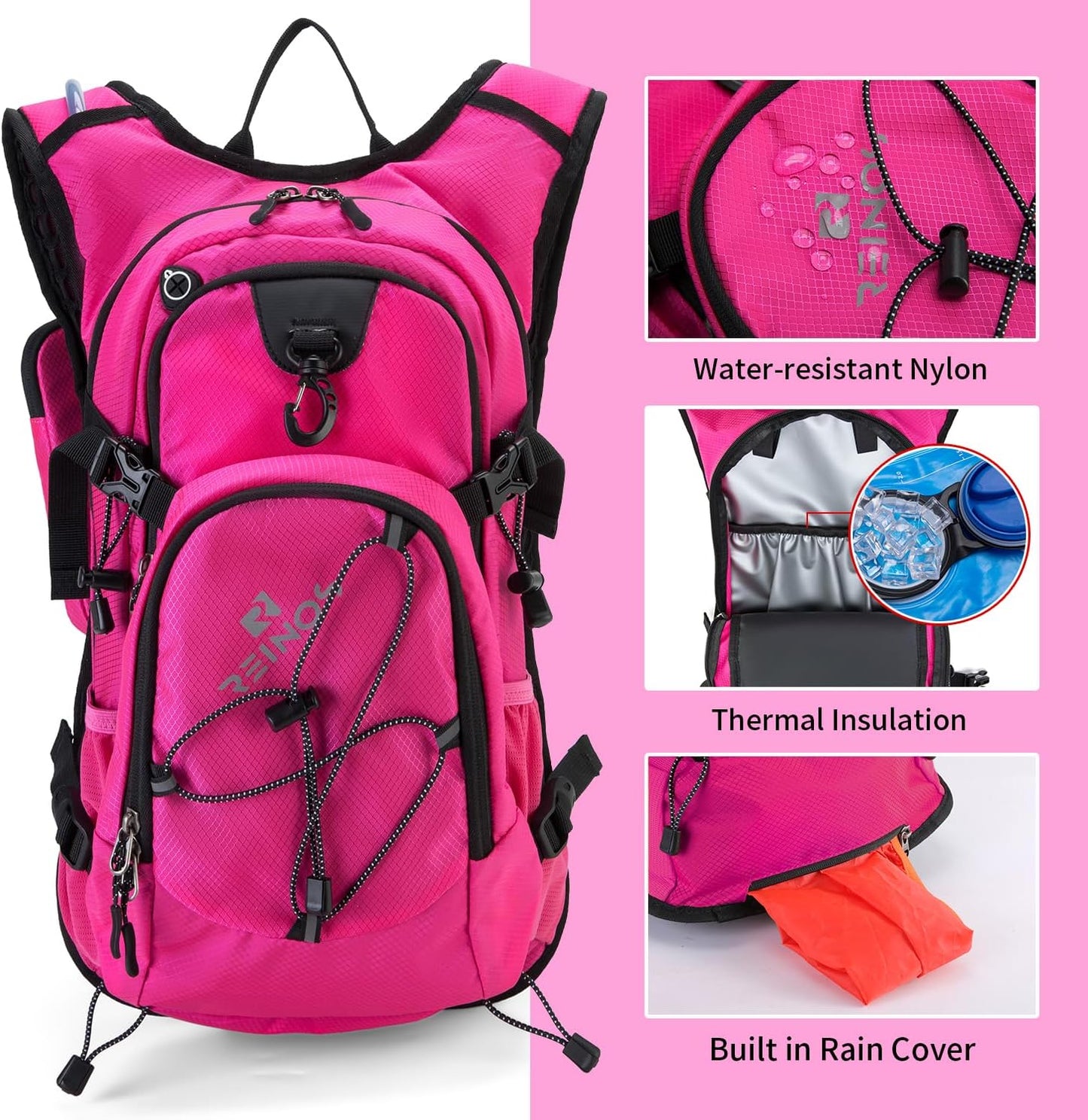 Hydration Backpack Pack with 2L Water Bladder 18L Hiking Backpack Women Men Lightweight Hydropack Insulated Daypack for Biking, Running, Festival - Roamly
