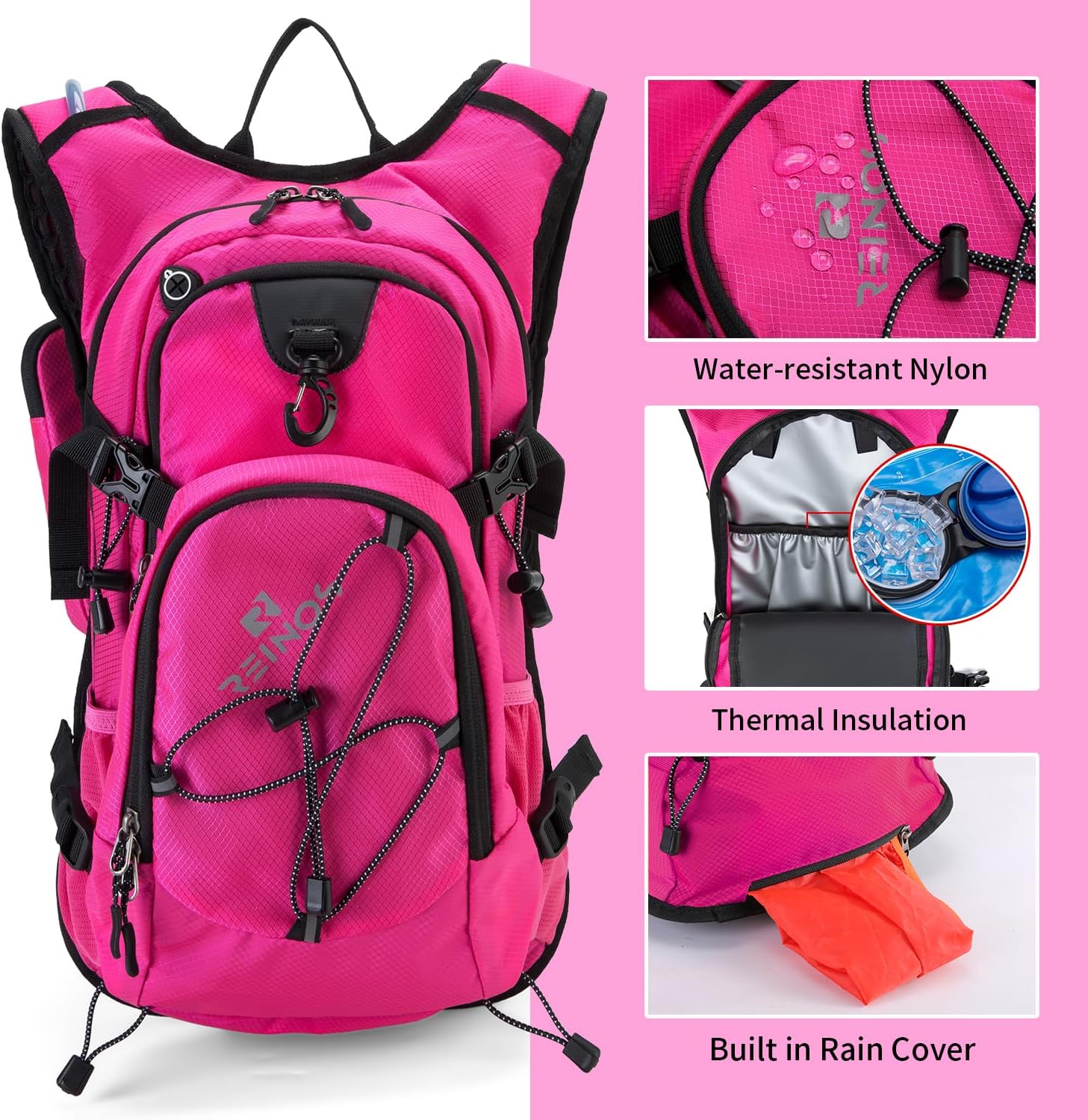 Hydration Backpack Pack with 2L Water Bladder 18L Hiking Backpack Women Men Lightweight Hydropack Insulated Daypack for Biking, Running, Festival - Roamly