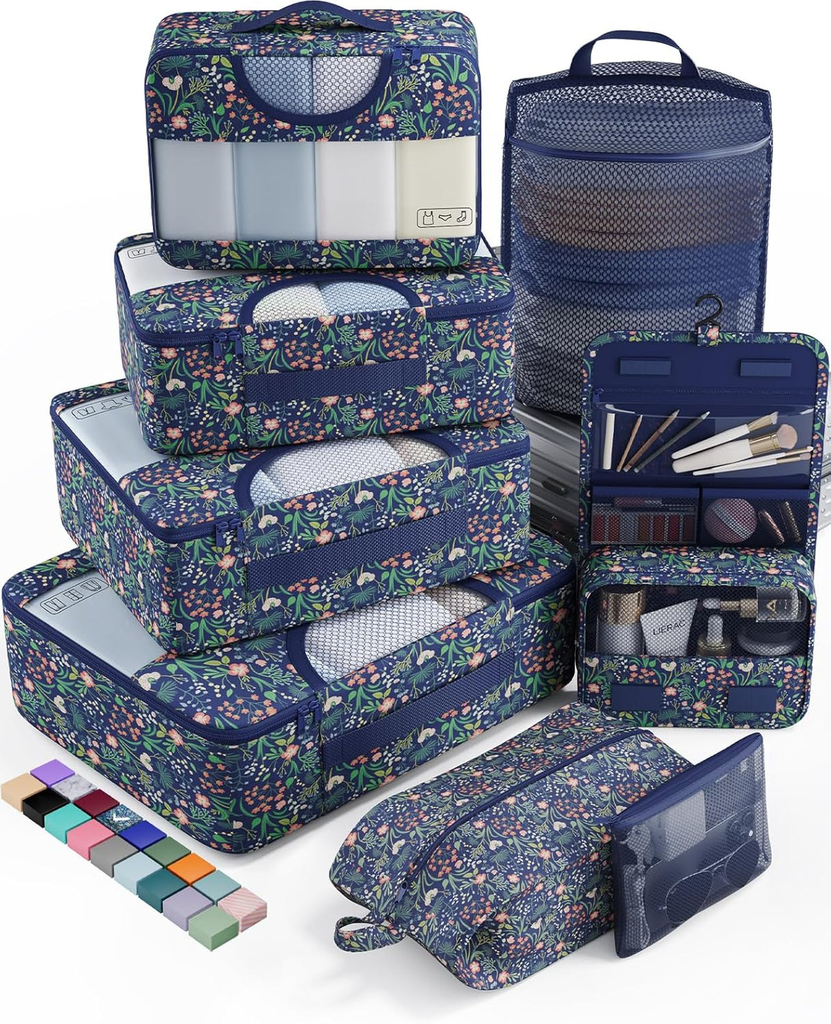 Veken 8 Set Packing Cubes for Travel Essentials, Suitcase Organizer Bags in 4 Sizes, Carry-On Luggage Accessories with Large Laundry & Hanging Toiletry Bag, Must-Have for Airplane, Road Trip & Camping - Roamly