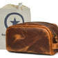 10" Premium Leather Toiletry Travel Pouch With Waterproof Lining | King-Size Handcrafted Vintage Dopp - Kit ~ Gift for Father's Day By Aaron Leather Goods (Copper) - Roamly