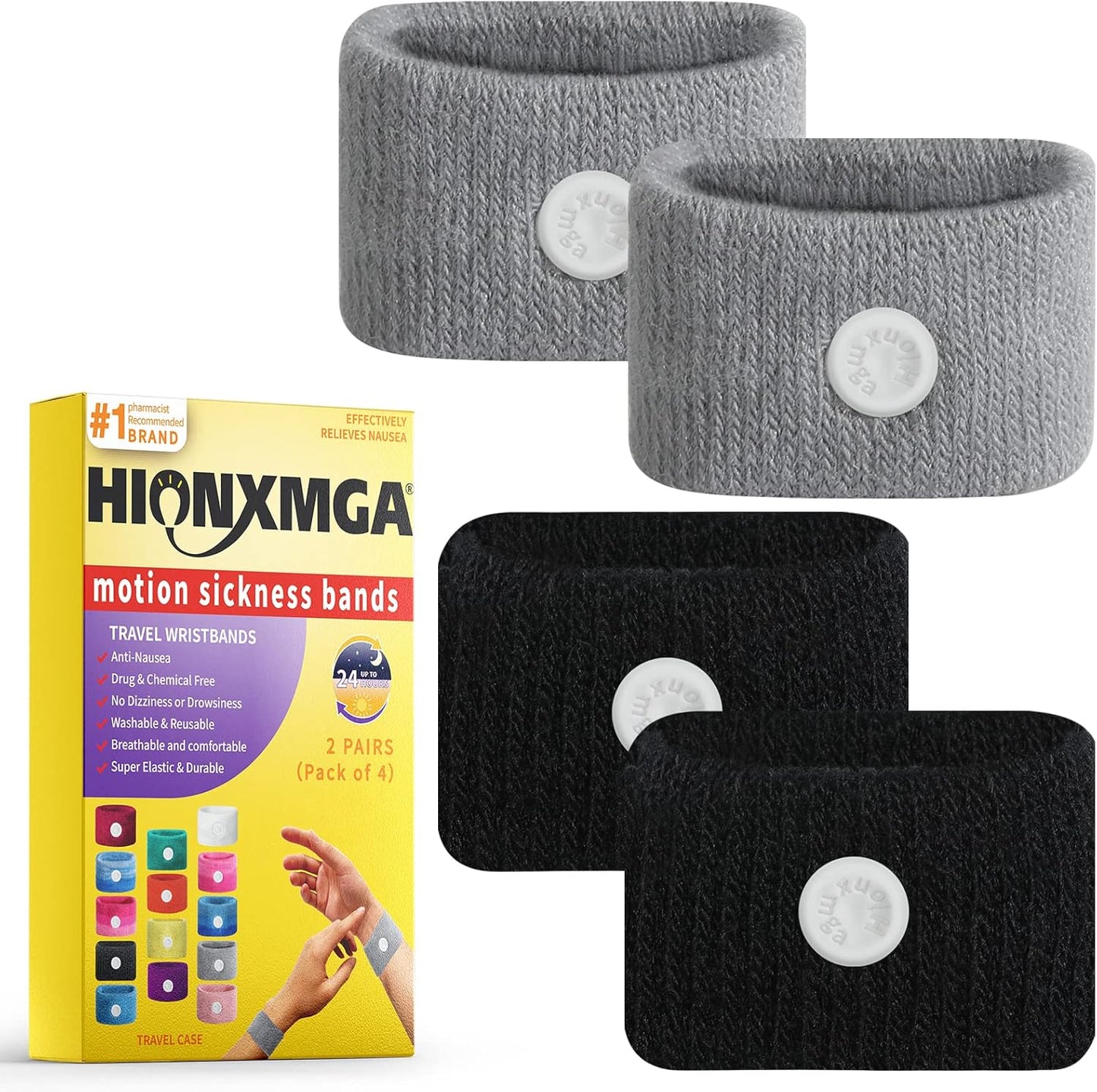 Motion Sickness Bands/Acupressure Nausea Wristband for Nausea,Sea Sickness Wristbands for Natural Relief of Morning Sickness,Dizziness, Motion Sickness(Car, Sea, Flying Travel Sickness)