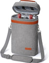 2 Bottle Wine Bag Wine Cooler Carrier Wine Gift Tote Bag, Leakproof & Insulated Bottle Bags for Travel, BYOB, Beach, Dinner, Party, Christmas Gifts for Wines Lovers Women Men - Gray