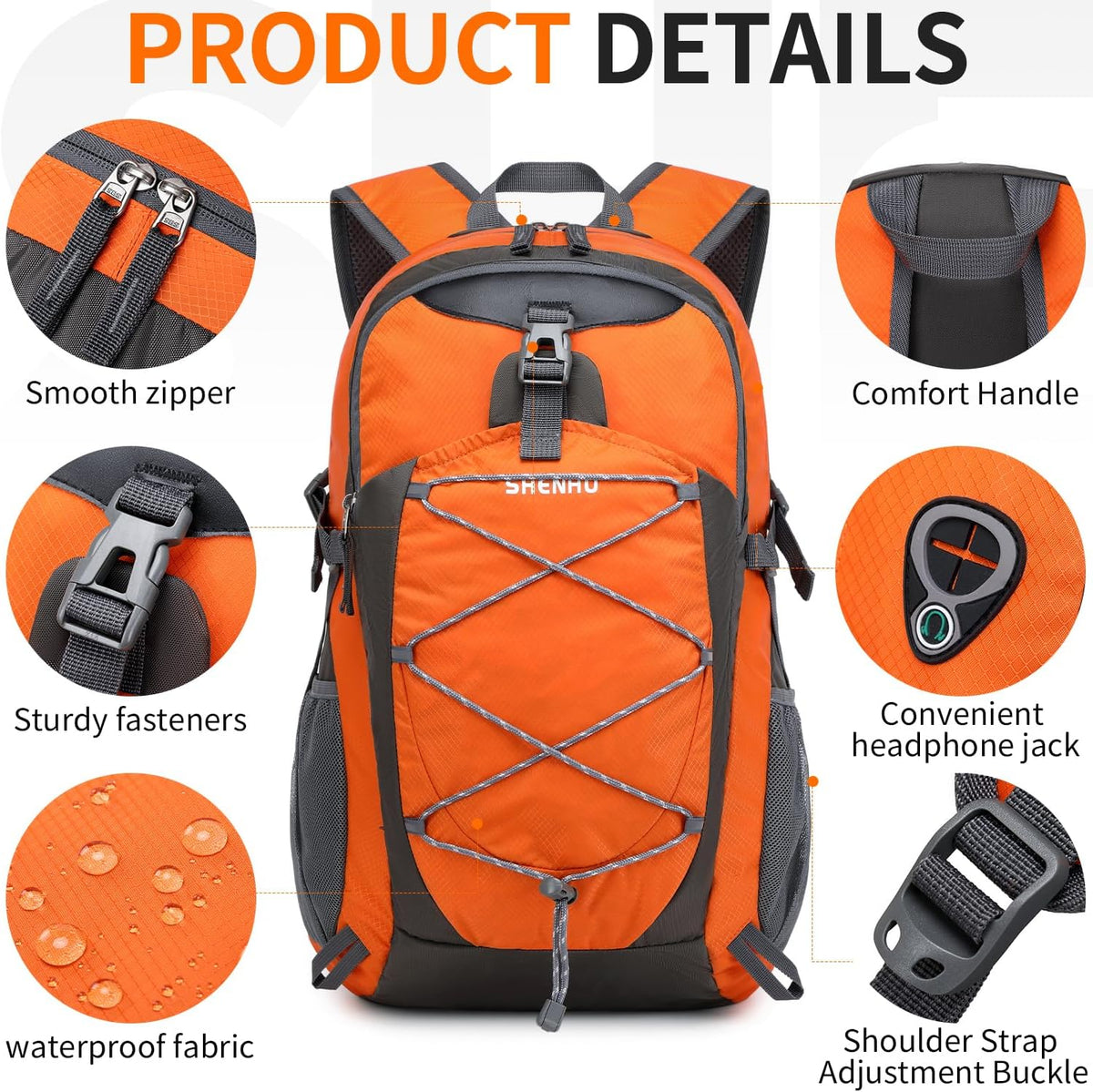 40L Hiking Backpack Lightweight Daypack Waterproof Travel Camping Backpack for Men Women Sport Packable - Roamly