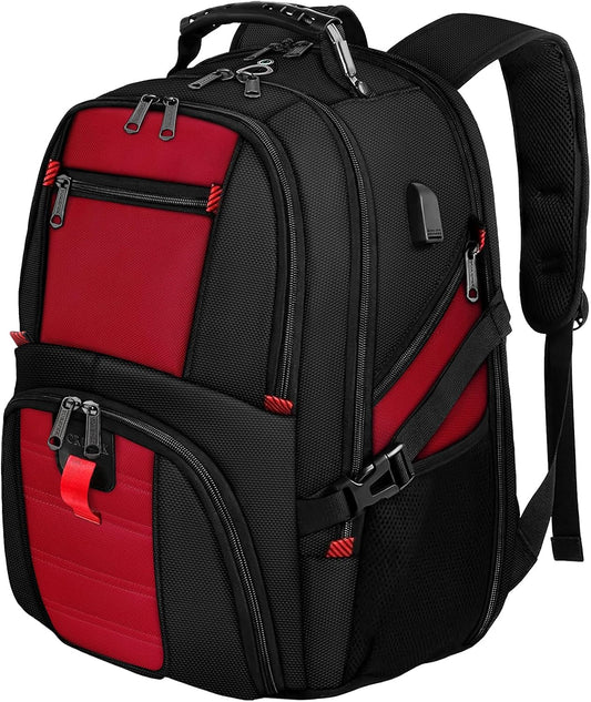 YOREPEK 18.4 Laptop Backpack,Large Backpacks Fit Most 18 Inch Laptop with USB Charger Port,TSA Friendly Flight Approved Weekend Carry on Backpack with Luggage Strap for Men and Women, Red - Roamly