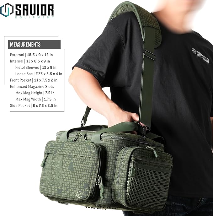 Savior Equipment Specialist Series Tactical Triple Pistol Shooting Range Hunting Duffle Bag Gun Carrying Case, Rigid Compartment Frame, Lockable Zippers