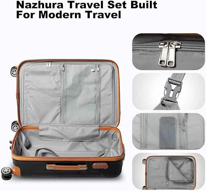 Nazhura Luggage Set, 3-Piece Hardside Suitcase Set, 20-inch Carry On, 24-inch, 28-inch Luggage