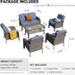 HOOOWOOO Patio Furniture Set,6 Pieces Outdoor Conversation Set,All Weather Wicker Loveseat Sofa Set with High Back Chairs Table,Denim Blue