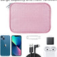 Electronic Organizer Travel Case, Travel Cable Bag, Water Resistant, Double Layers Pouch for Cables, Cords, iPad Mini, Gift for Women, Nylon, Pink, 9.5 x 6.9 x 1 Inch, 6.6 OZ