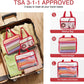 XEWEA Clear Travel Toiletry Bags, 3 Pack TSA Approved Transparent Makeup Bag for Men Women, Large Waterproof PVC Quart Organizer Kit with Zipper for Toiletries Airline Essential,Toy Storage Pouch Red - Roamly