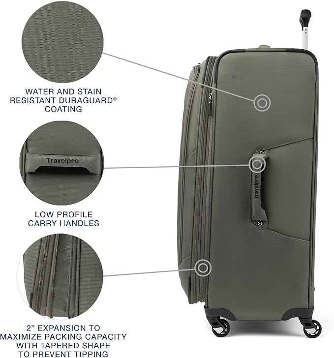 Travelpro Maxlite 5 Softside Expandable Luggage with 4 Spinner Wheels, Lightweight Suitcase, Men and Women, Slate Green, Checked-Large 29-Inch