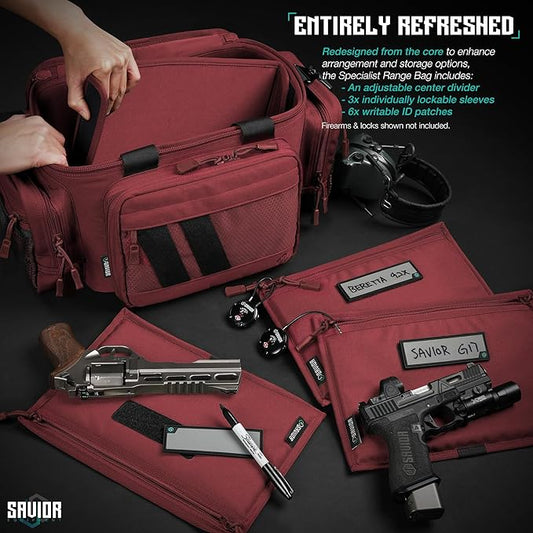 Savior Equipment Specialist Series Tactical Triple Pistol Shooting Range Hunting Duffle Bag Gun Carrying Case, Rigid Compartment Frame, Lockable Zippers