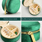 TAIMY Travel Jewelry Case, Small Round Velvet Travel Jewelry Box for Women Girls, Portable Tiny Jewelry Travel Organizer Boxes for Rings Earrings Necklaces Bracelets(Emerald Green)