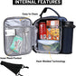 MIER Expandable Lunch Bag Insulated Lunch Box for Men to Work Travel Portable Lunchbox Bags with Shoulder Strap and Water Bottle Holder(Navy/Grey)