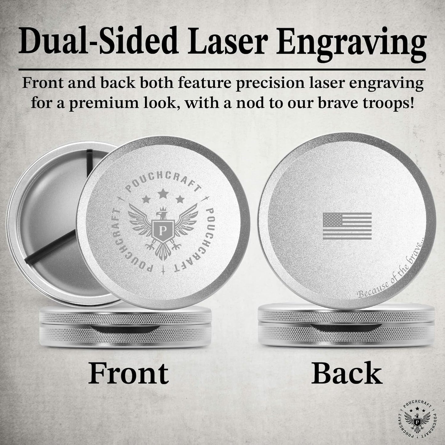 Metal Pouch Can | Metal Container | Slim EDC Pocket Tin | Airtight & Moisture-Resistant | Compact Daily Organizer | Pill Case & Travel Tin | Father’s Day Gift for Dad | (Insignia Ed, Silver, Tall)