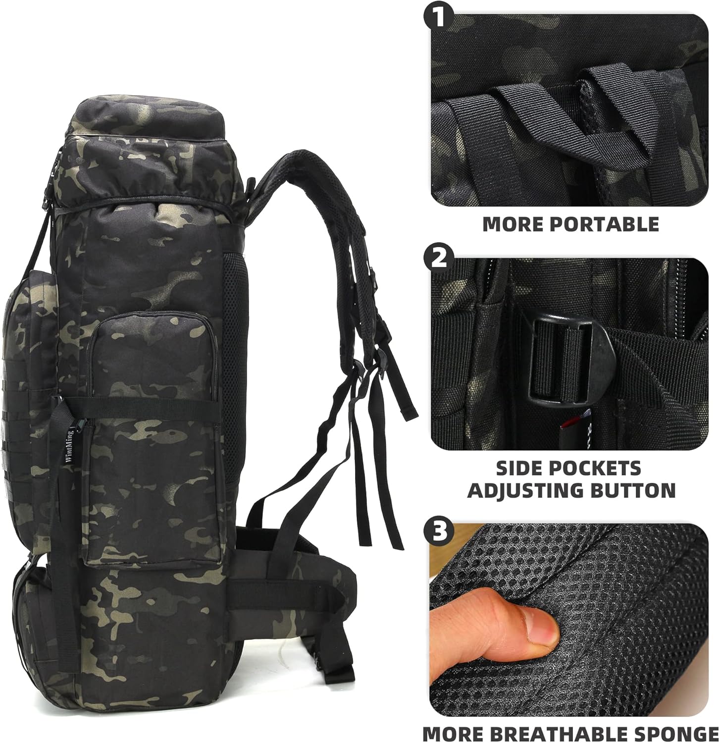 King'sGuard 70L Camping Hiking Backpack Tactical Backpack Military Molle Rucksack Backpack for Outdoor - Roamly
