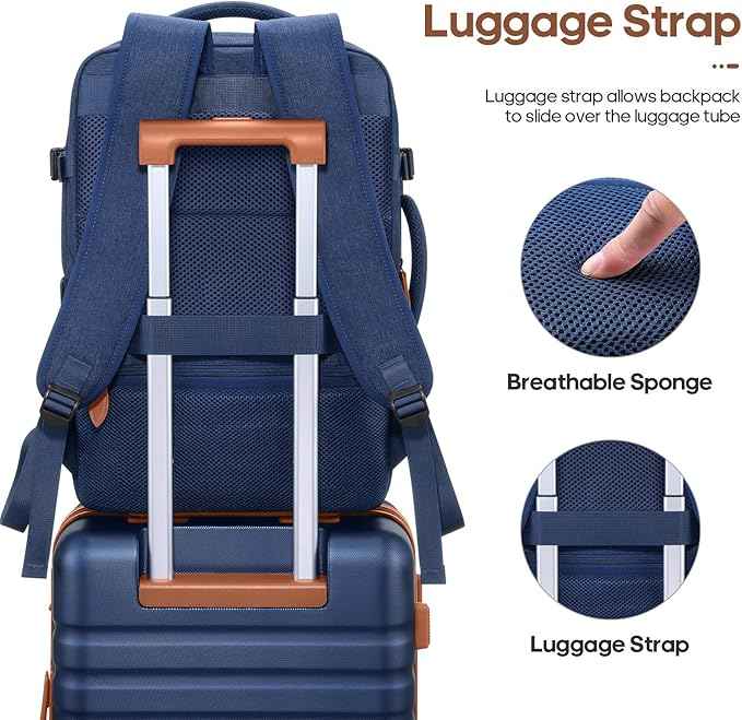 UKEIN Luggage Sets 3 Piece, Carry On Luggage 20In With Spinner Wheels,PC Hardside Suitcase Set with TSA Lock,Durable Carry On Suitcase With Travel Backpack for Men (Blue, 3 piece set (20inch))