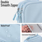 Leather Travel Electronic Organizer - Double Layer, Waterproof Case for Cables, Chargers, Phones & More - Portable, Shockproof Pouch for All Your Electronics Accessories (Light Blue, M)