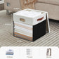 Fabric Storage Cubes with Clear Windows and Lids, 13'' Foldable Storage Bins with 3 Handles, Decorative Storage Boxes for Home, Bedroom, Closet, Office (Balck & White)