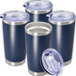 20 oz Tumbler Coffee Tavel Tumblers Bulk with Lid Stainless Steel Double Wall Vacuum Insulated Mug Powder Coated Cups fit Car Cupholder for Hot and Cold - Navy, 4Pack