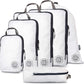Large Compression Packing Cubes 6 Piece Set for Travel with Lightweight Laundry Bag for Carry-On Suitcase by TRIPPED Travel Gear (White) - Roamly