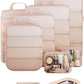 Veken 9/11 Set Compression Packing Cubes for Travel Essentials,Compressible Expandable Large Luggage Suitcase Organizer Bags for Clothing,Durable Space Saver Storage Bags with Toiletry Bags(Beige)